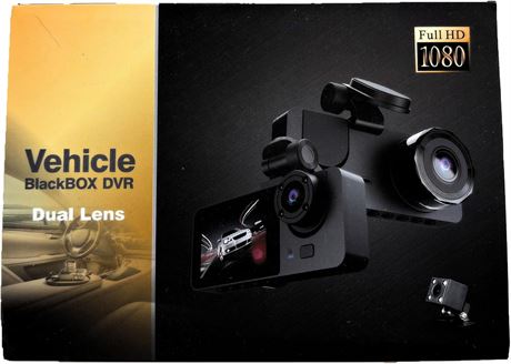 3-Channel Dash Cam Front/Rear 1080P HD DVR with 32G Card, Night Vision, WDR