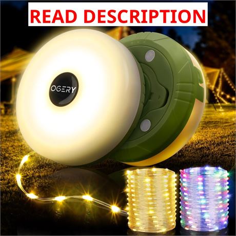 OGERY 2-Pack Camping String Lights, 32.8ft Rechargeable Outdoor, 8 Modes