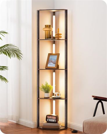 EDISHINE 64" Corner Shelf Floor Lamp Modern LED with Adjustable Color Modes