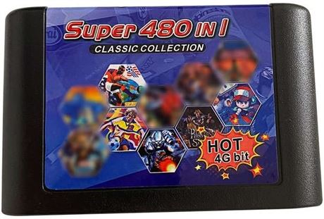 Cartouche multi-jeux Hycus 480-en-1 pour Sega Genesis/Mega Drive