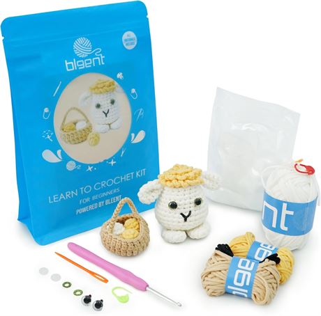BLEENT Crochet Kit for Beginners: Lamb with Eggs Crocheting Set, Tutorials