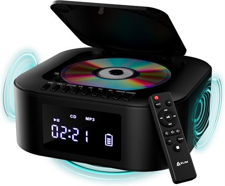 KLIM Boombox E1 Portable CD System, Extra Bass, Radio, Bluetooth