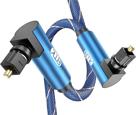 Digital Toslink Optical Audio Cable 90° Right Angle Swivel 5ft