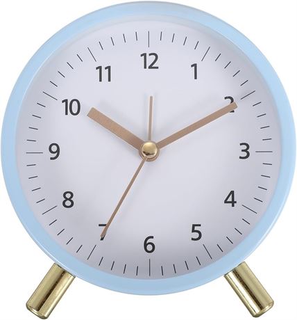 PATIKIL Analog Alarm Clock Backlight, Silent Quartz, Battery-Operated, Blue