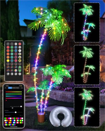 Smart LED Palm Tree 7ft Color Changing with Music Sync and App Control