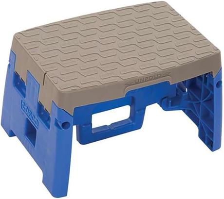 Cosco 11903BGR1E One-Step Folding Step Stool, 300 lb, 8.5" Height, Blue/Gray