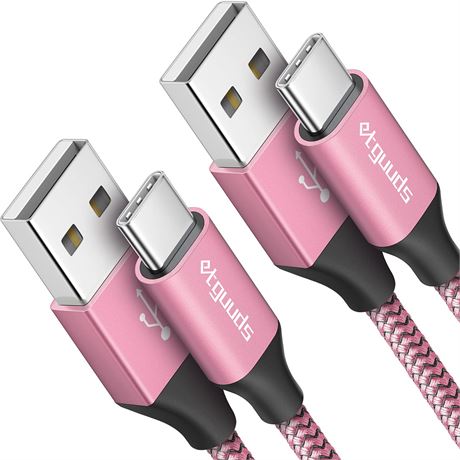 etguuds C ble USB C rose 0,9 m   lot de 2, 3A, nylon tress , charge rapide