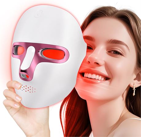 Red Light Therapy Face Mask with 7-Color LEDs, Cordless & Rechargeable