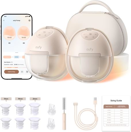 Eufy S1 Pro Heated Wearable Breast Pump, Slim Hands-Free, App Controlled