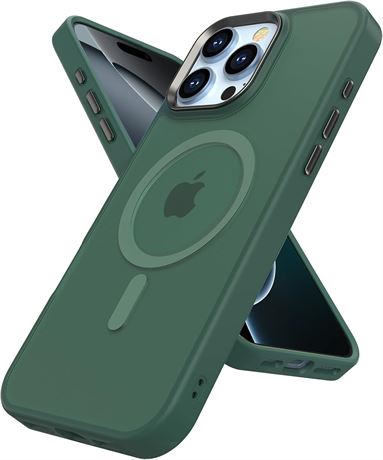 TIMORA Magnetic iPhone 16 Pro Max Case with MagSafe, Shockproof Matte Green