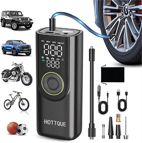 Compresseur HOTTQUE 150 PSI sans fil, digital, pneus voiture, sport