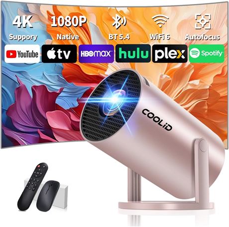 Mini Projector 4K Support Rotatable Auto Keystone WiFi 6 Bluetooth