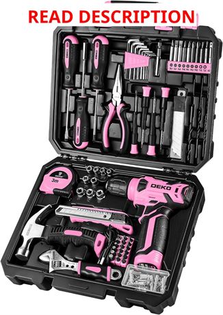 DEKOPRO Drill Set, 8V Pink Cordless Drill, Hand Tool Kit for Women, 126 pcs