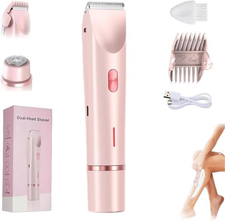 Dual-Head Women’s Electric Shaver, 2 in 1 Razor, IPX7 Waterproof Rechargeable