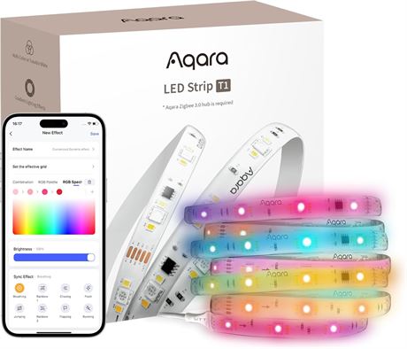Aqara   Bande LED T1, RGB+IC 2 m, 16M couleurs, n cessite hub.