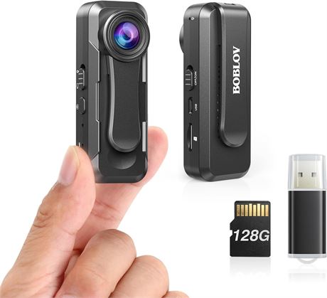BOBLOV W1 128GB 1080P Small Body Camera, Pocket Video with Loop Recording
