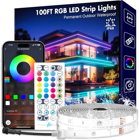 Guirlande LED Extérieure 100 pi IP68 Bluetooth Multicolore