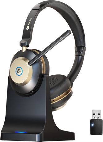Earbay Wireless Headset AI Noise-Cancelling Mic USB Dongle 50H Work