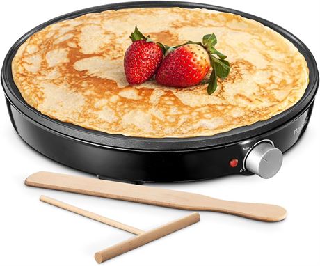 Reemix 12" Crepe Maker – Nonstick, Temp Control, Spatula + Spreader