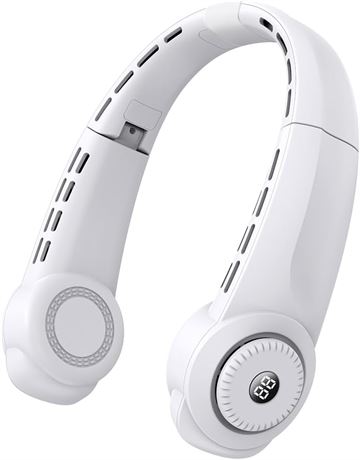 Ventilateur de Cou Portable 6000mAh Rechargeable Bladeless Blanc