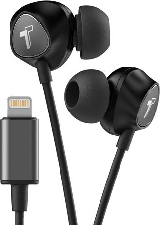 Thore iPhone Headphones with Lightning, MFi Certified, wired in-ear with mic