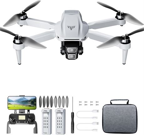 GPS Drone with Dual 4K Cameras, Brushless, 249g, 50min Flight, Auto Return