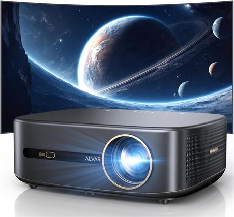 Alvar Smart Projector: WiFi 6, Bluetooth, 30W Speakers, 1080p HDR10, Black