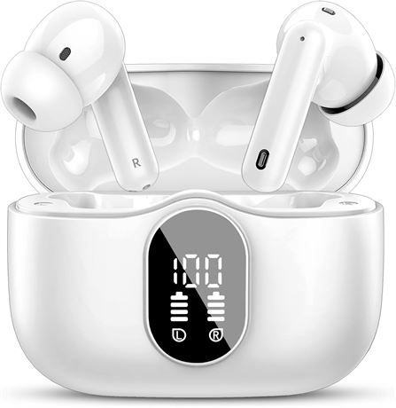 Wireless Bluetooth Headphones Noise Cancelling Microphone IP7 White