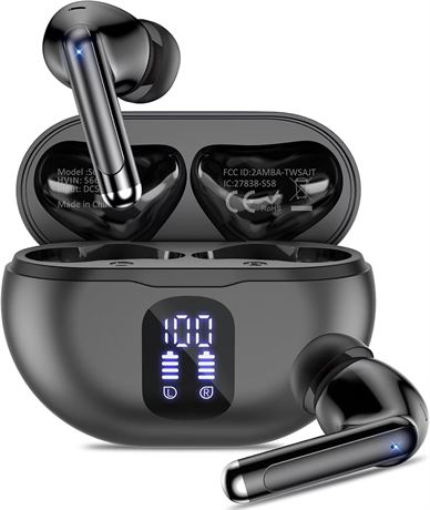 Wireless Earbuds Bluetooth 5.4, Noise Cancelling, Deep Bass, 50H Battery Life
