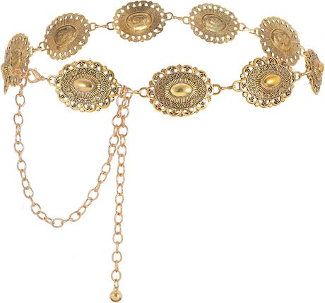 WHIPPY Ceinture Chaîne Bohème Femme Argent Western pour Jean & Robe