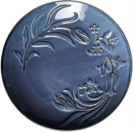 Handmade Ceramic Dinner Plate Embossed Flat Salad Steak Plate Tableware