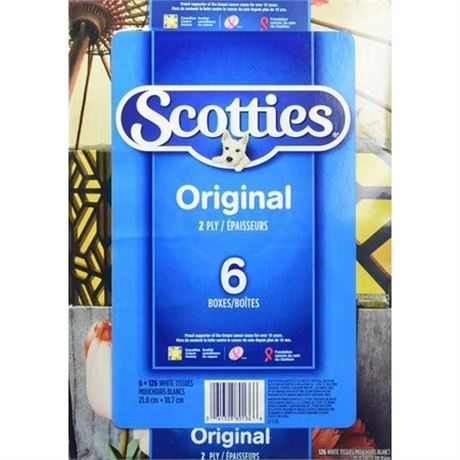Scotties Facial Tissue 2-ply 126 sheets per box - 6 Pack {Canadian}