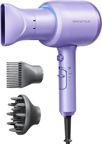 Wavytalk Diffuser Blow Dryer, 1875W Ionic Ceramic Fast Dry, Purple