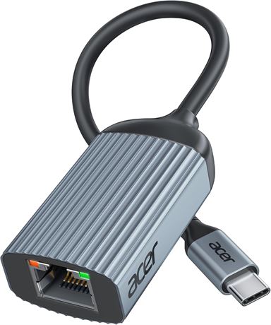 Acer USB-C to Ethernet Adapter RJ45 1Gbps Thunderbolt MacBook iPad Grey