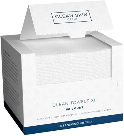 Clean Skin Club Clean Towels XL , 100% USDA Biobased Face Towel, Towelette