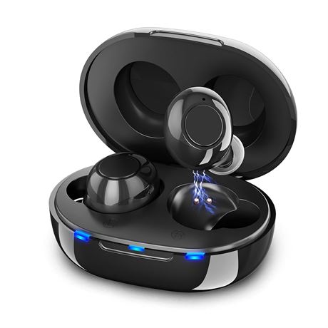 JINGHAO Rechargeable Hearing Aids for Seniors with Portable Charger Case