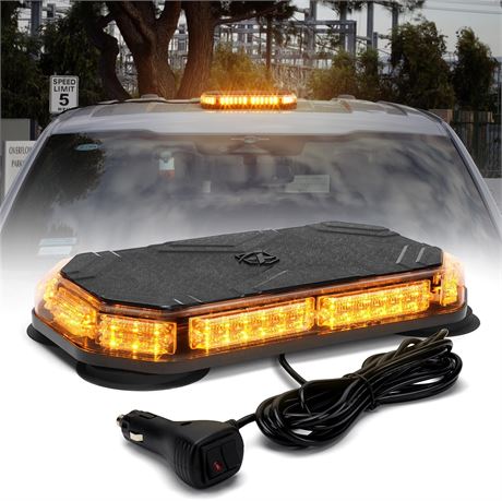 Xprite Low-Profile LED Strobe Light Bar Magnetic Mount 12V Emergency Flasher