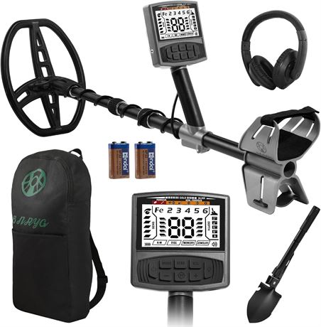 Gbnryg Metal Detector – 12" Waterproof Coil, LCD, 5 Modes (M55J-Gray)