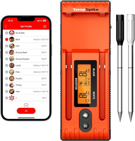 ThermoPro TempSpike Wireless Meat Thermometer 2 Probes 500FT Bluetooth BBQ