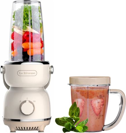 La Reveuse 300W Blender, Retro Style, 17oz Cup/Mug