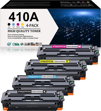 HP 410A Toner Cartridges 4-Pack for CF410AQ Color Pro MFP M477/M377