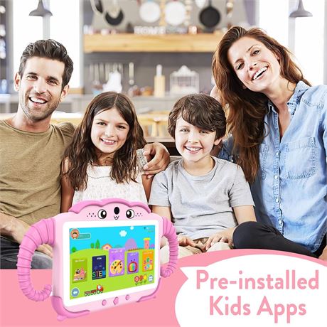 YosaToo 7" Kids Android Tablet with Case, WiFi, Dual Camera, Learning Apps
