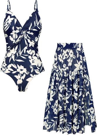 GRACE KARIN Women's One Piece Swimsuit with Cover Up Skirt, Tummy Control