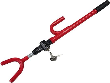 HERCULES Heavy Duty Steering Wheel Lock Adjustable Anti-Theft Red
