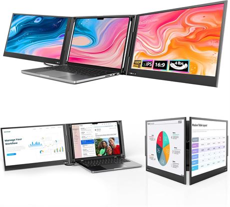 Écran portable QQH 15.6" FHD triple moniteur PC/Mac USB-C