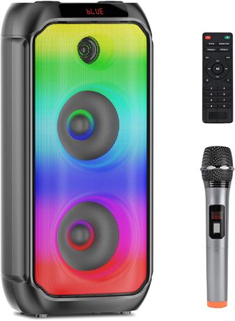 80W Bluetooth Speaker TWS Wireless Portable Subwoofer LED Lights Mic Included