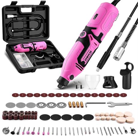 DEKOPRO Pink Rotary Tool Kit Power Hand Grinder Drill Set Flex Shaft for Carving