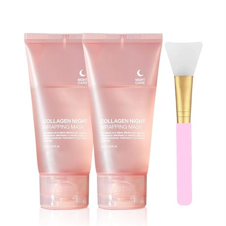 2PCS Collagen Night Wrapping Mask, Hydrating & Tightening Sleeping Masks