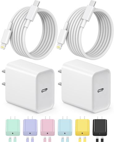 Chargeur iPhone USB-C 2 pcs Lightning 6ft Rapide iPhone 14-11/AirPods