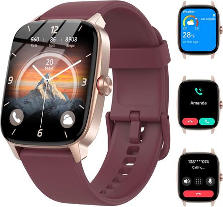 Smart Watch for Men & Women, Bluetooth Call, AI Voice, 1.85" HD Dial
